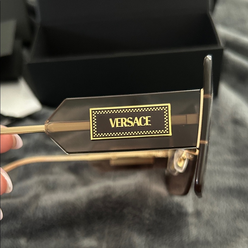 Versace Black and Gold Square Sunglasses - Picture 2 of 8